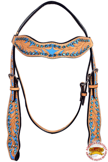 Western Horse Headstall Tack Bridle American Leather Hand Paint Hilason